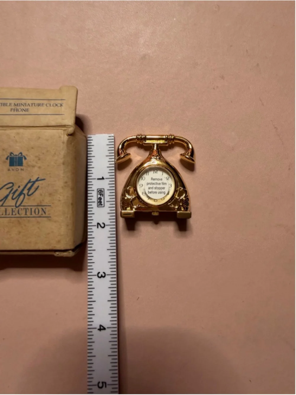 Avon Gold Tone Miniature Phone Clock
